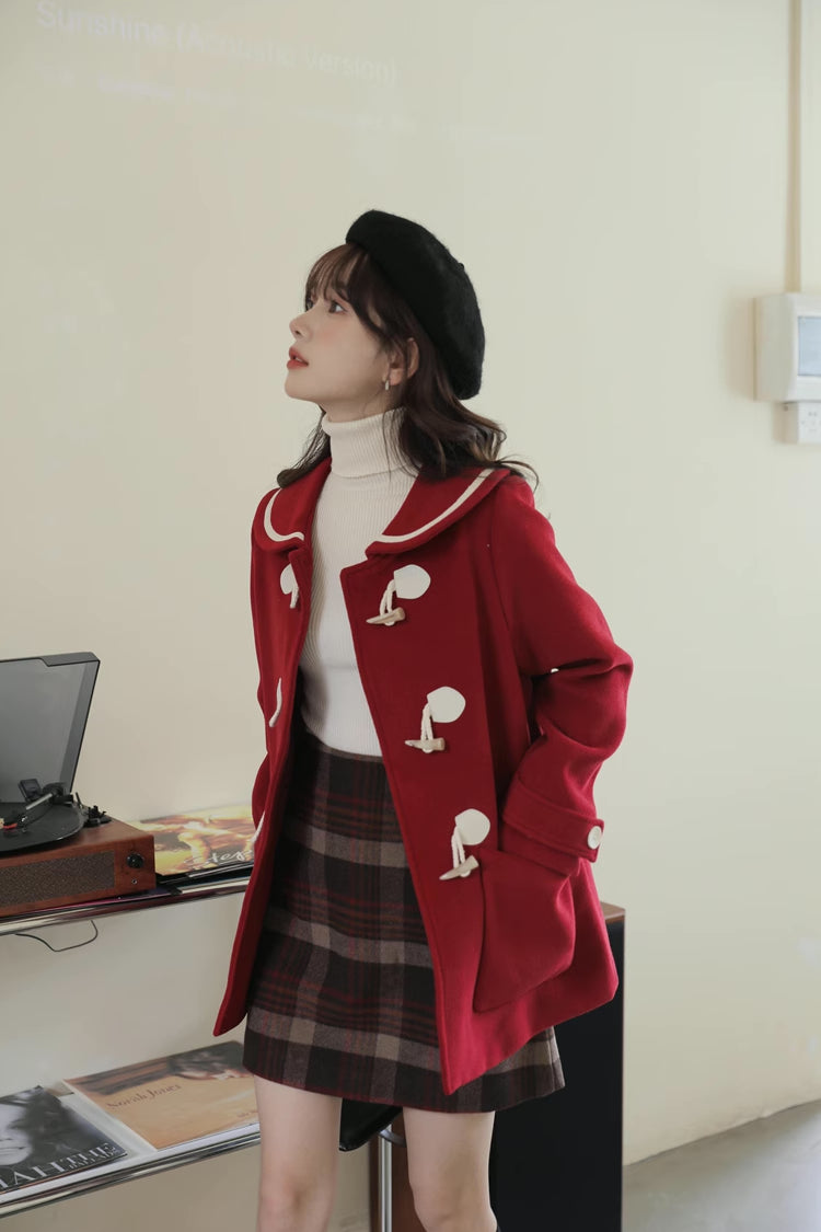 Peter Pan Collar Toggle Duffle Coat (2 Colors)