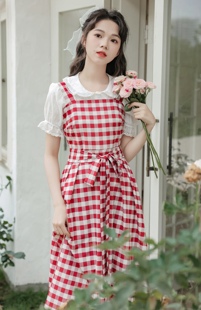 Gingham Picnic Cami Dress (Red)