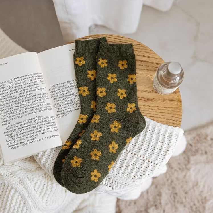 Rustic Daisy Wool Socks (5 Styles)