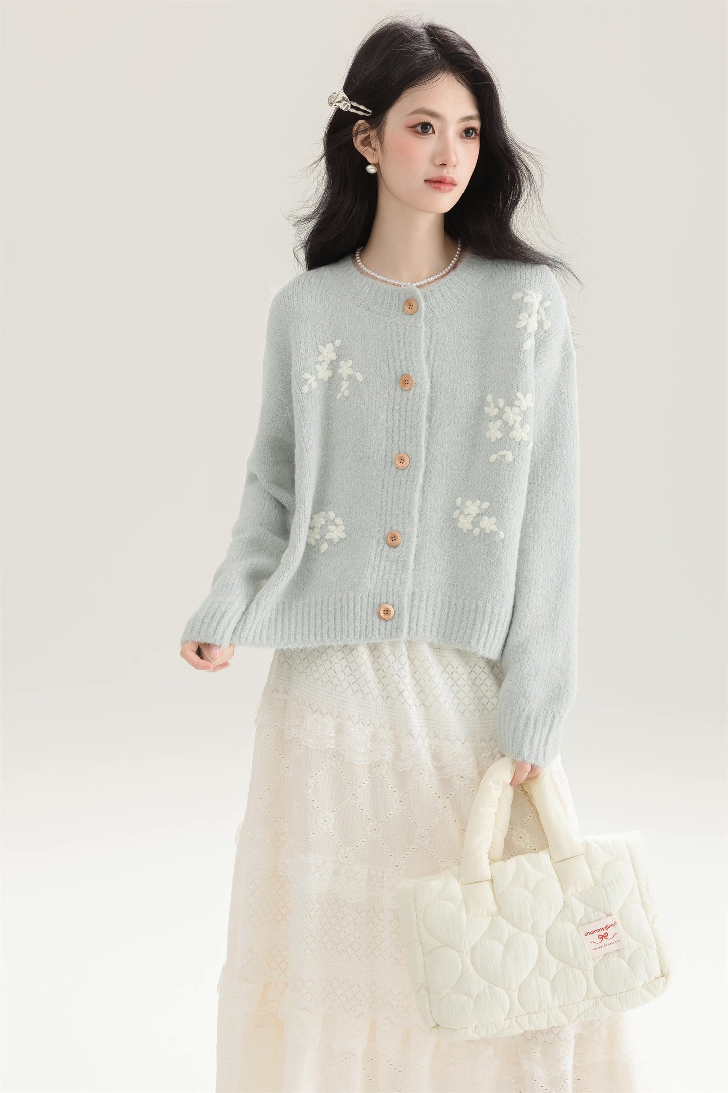 Ditsy Floral Round Neck Cardigan (4 Colors)