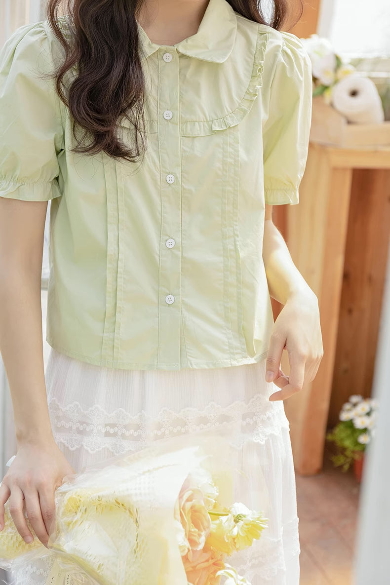 Zesty Puff Sleeve Blouse (Green)