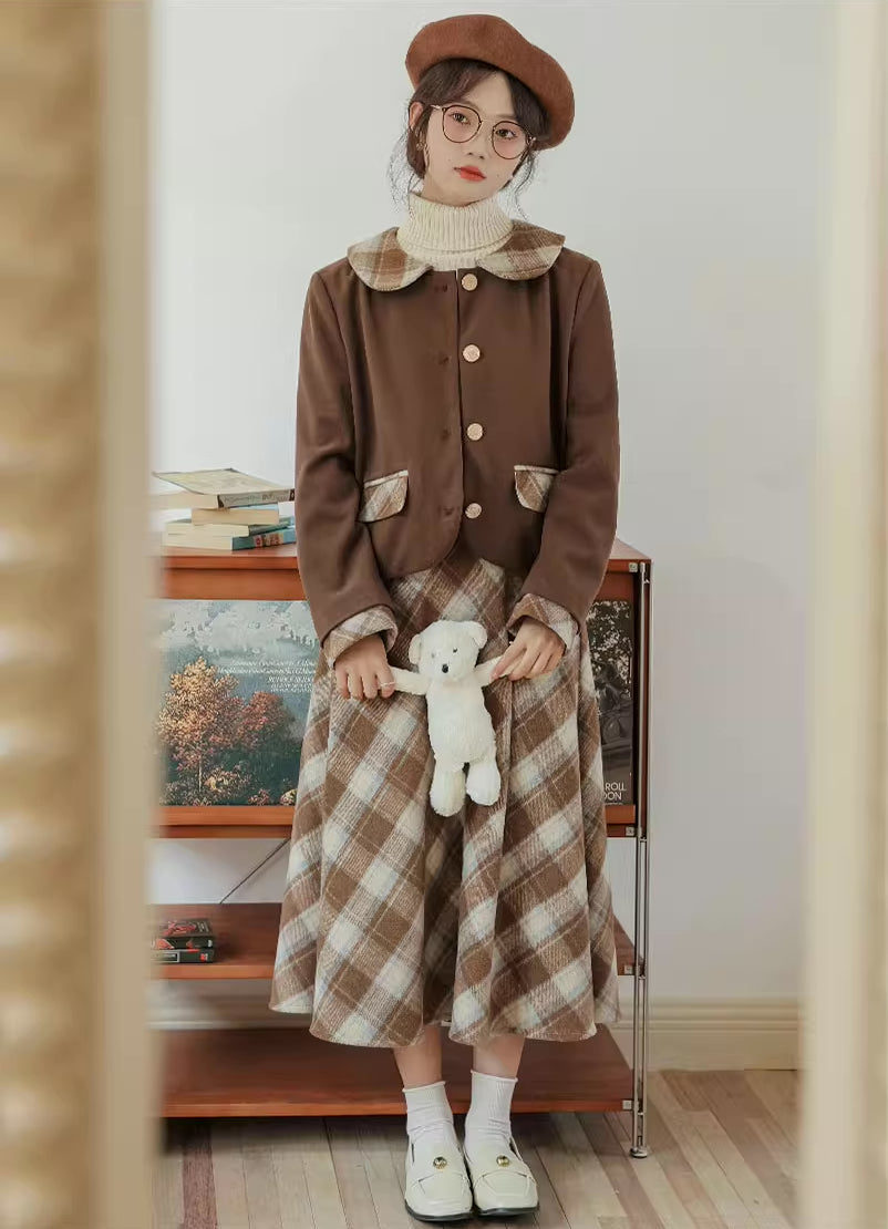 Toasted Plaid Tweed Midi Set (2 Colors)