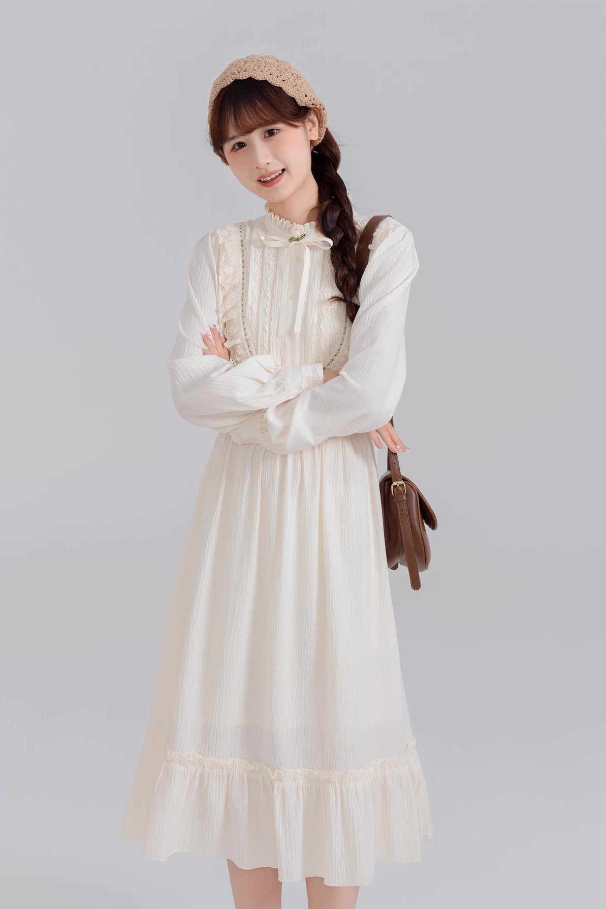 Little Rose Midi Dress (Cream)