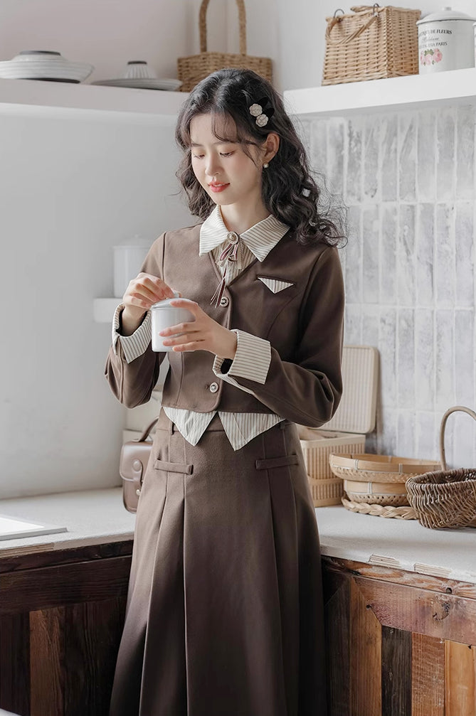 Academia Two-Piece Set (Brown)