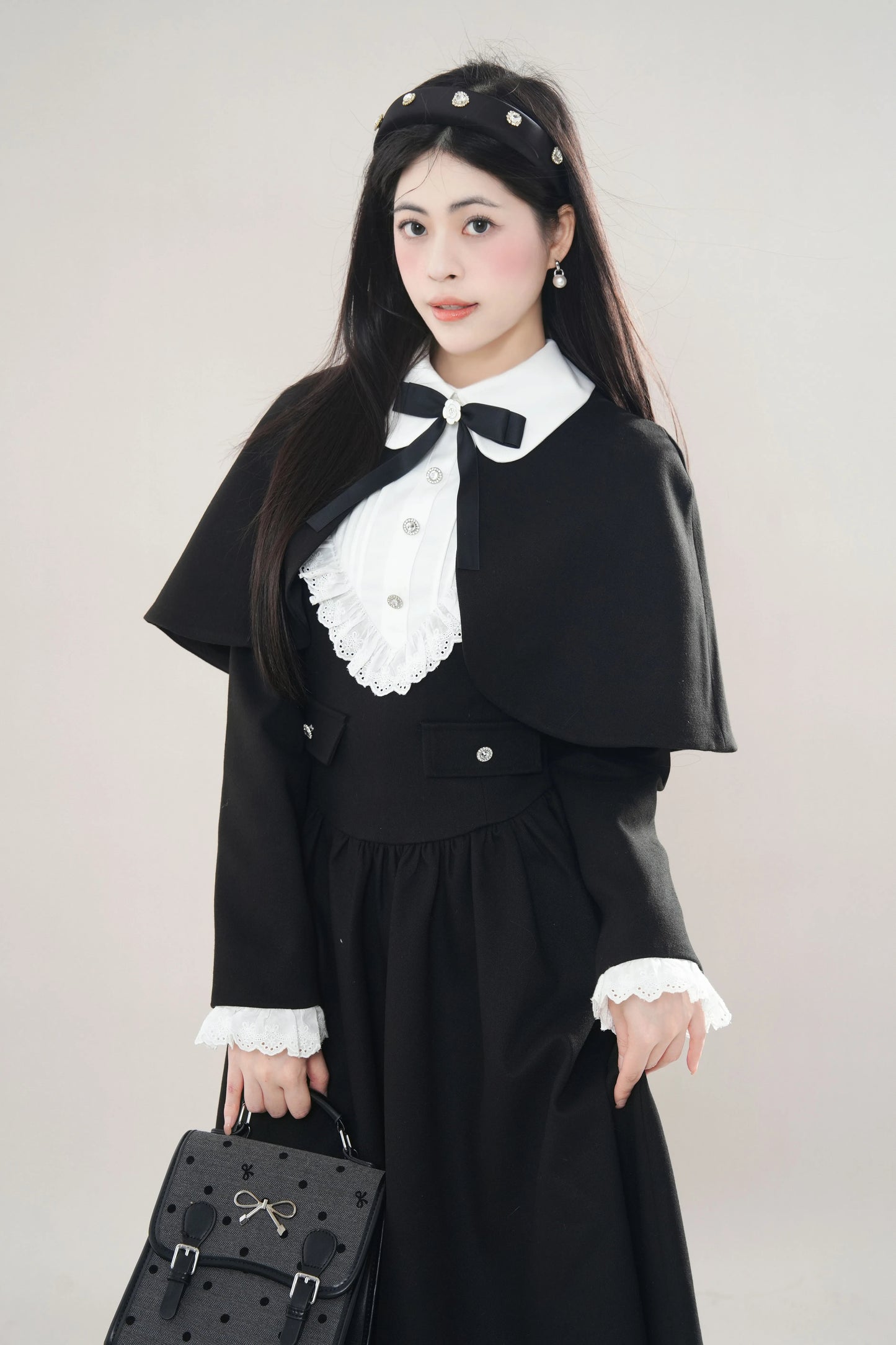 Kuromi Capelet Midi Dress (Black)