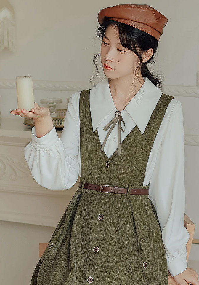 Traveller's Pinstripe Pinafore Set (3 Colors)