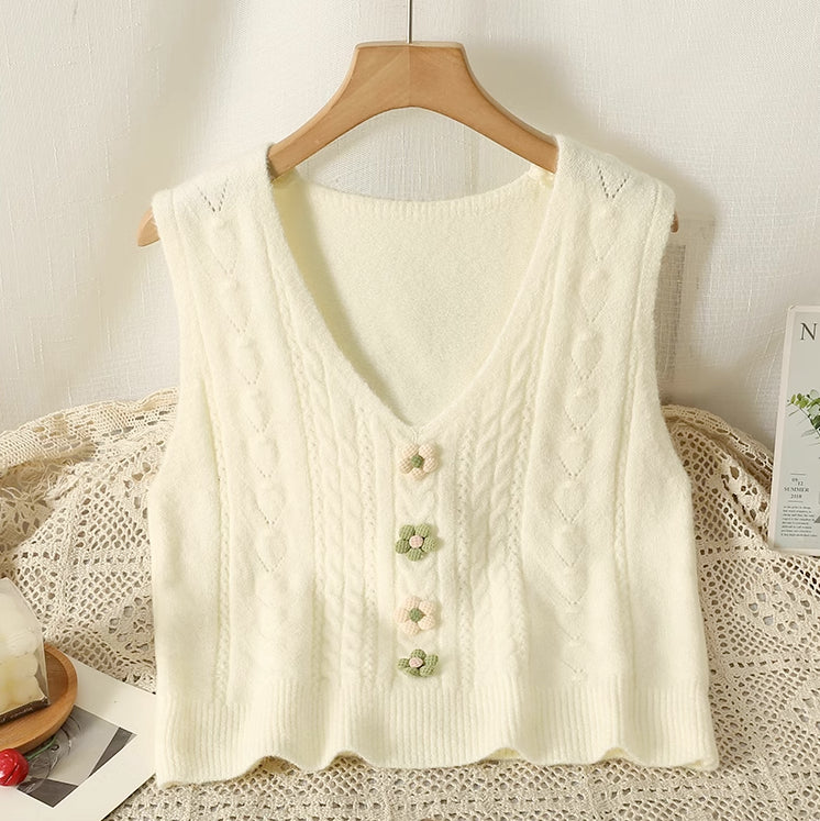 Matcha Pom Pom Daisy Vest (6 Colors)