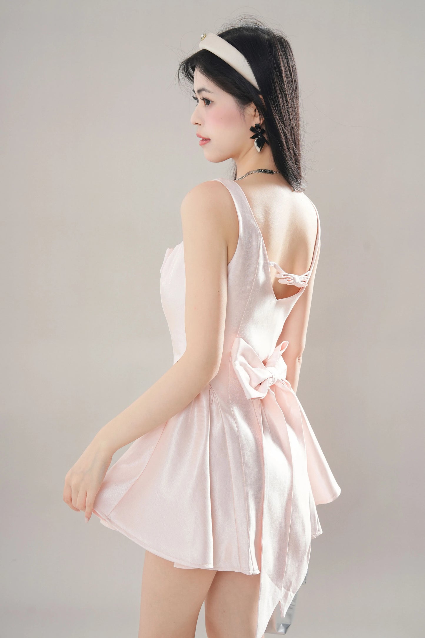Pirouette Bow Mini Dress (Pink)