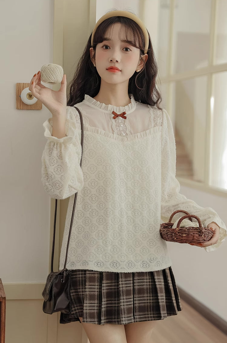 Sweet Lace Layering Blouse (Cream)