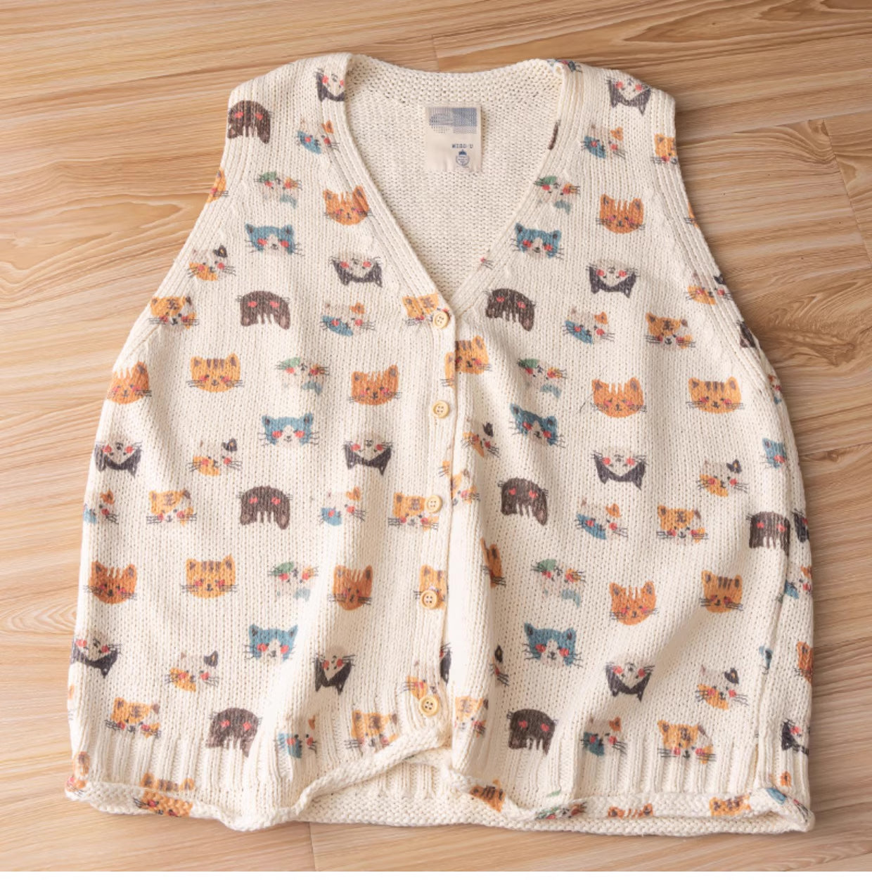 Cat Knitted Vest (Cream)