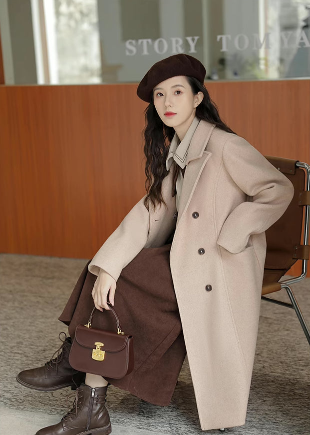 Corduroy Suede Suspender Skirt / Blouse (Brown)