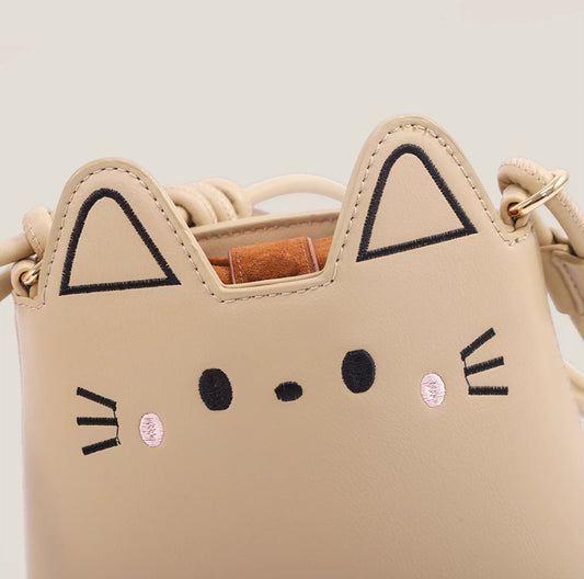 Cat Bucket Bag (Beige)