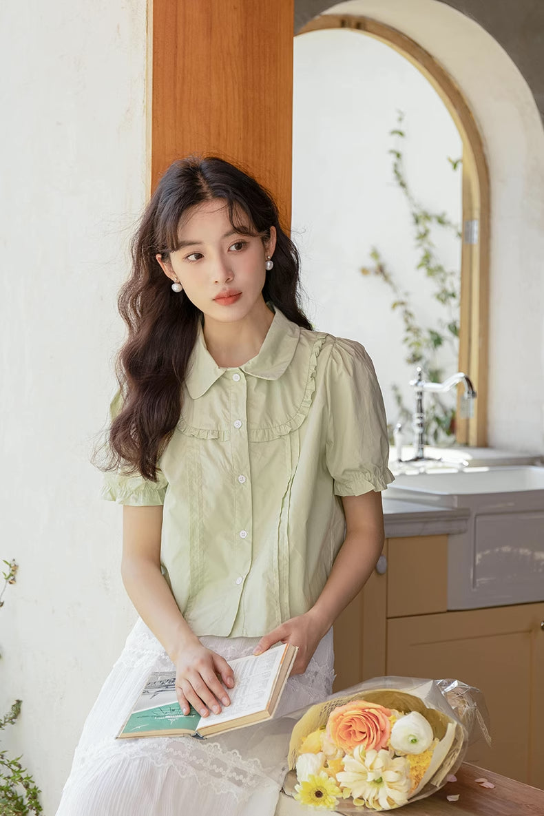 Zesty Puff Sleeve Blouse (Green)