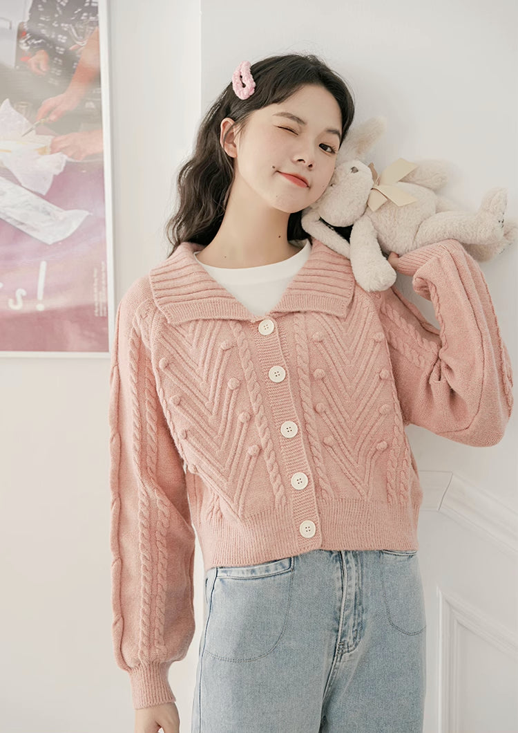 Pom Pom Polo Cardigan (2 Colors)