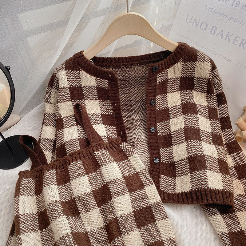Gingham Cropped Cardi & Cami Set (5 Colors)