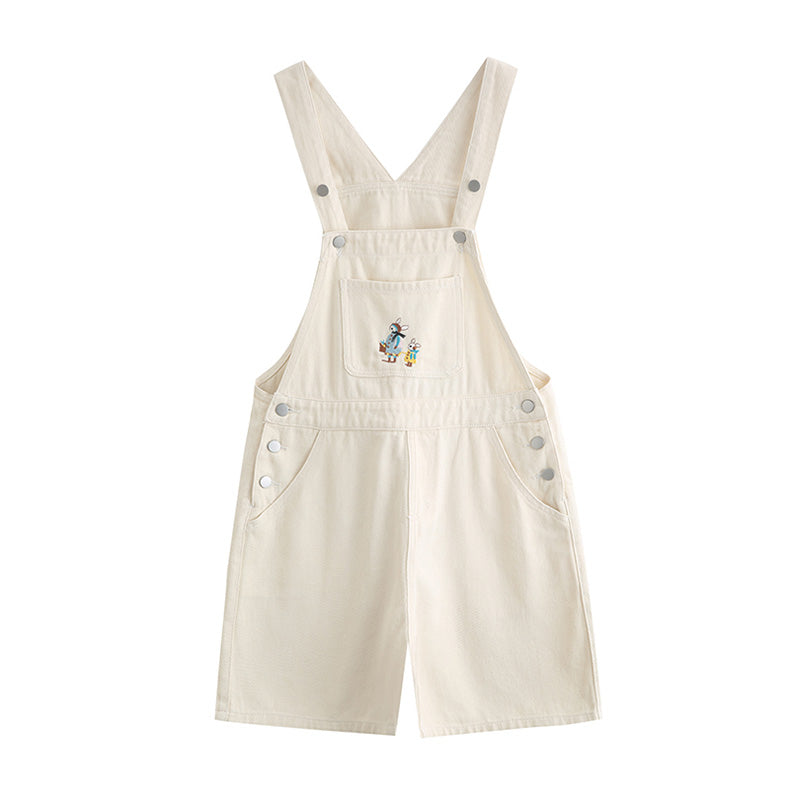 Rabbit Walks Short Overalls (White)