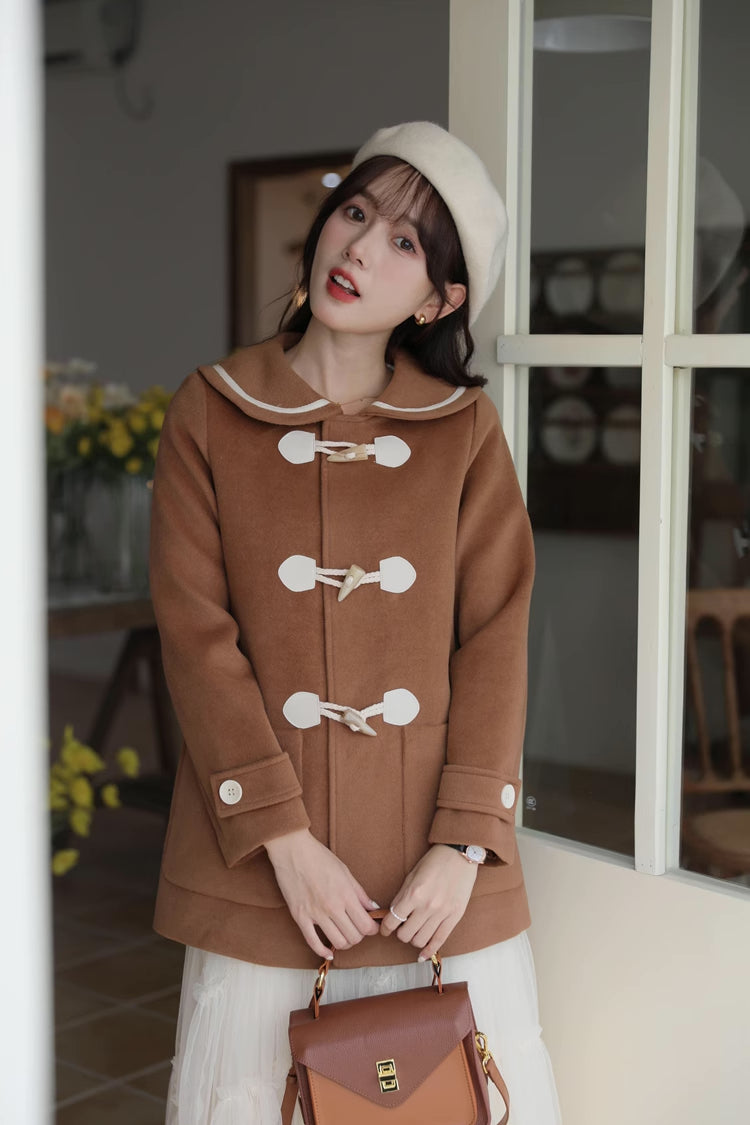 Peter Pan Collar Toggle Duffle Coat (2 Colors)