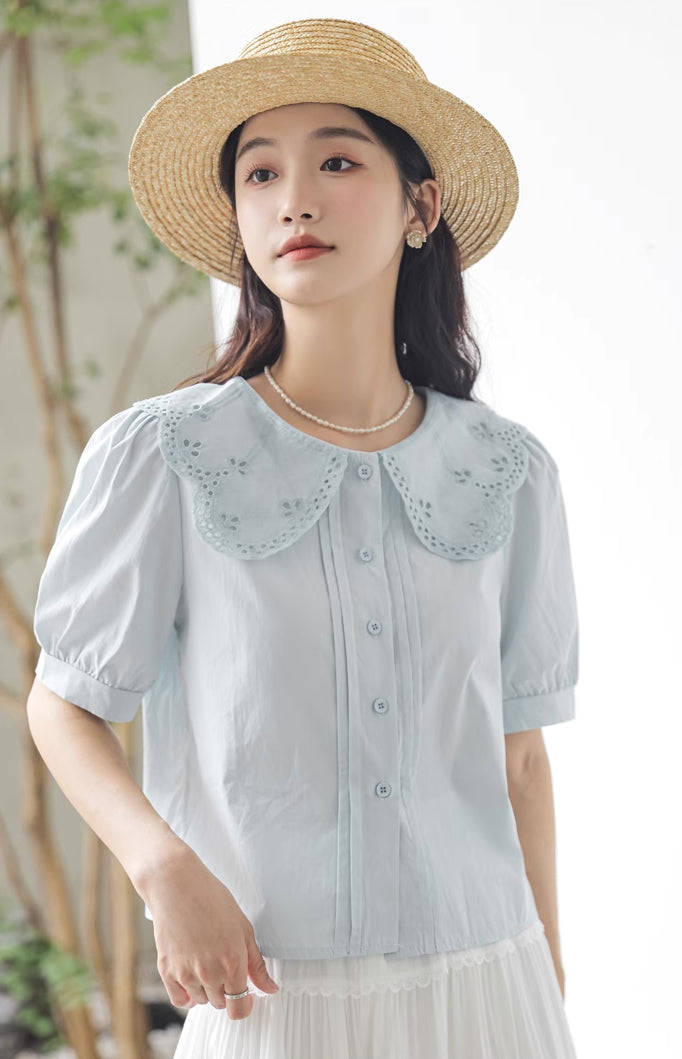 Broderie Collar Blouse (2 Colors)
