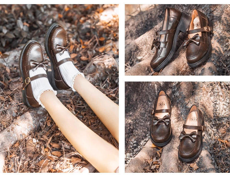 Vintage Bow Strap Loafers (2 Colors)