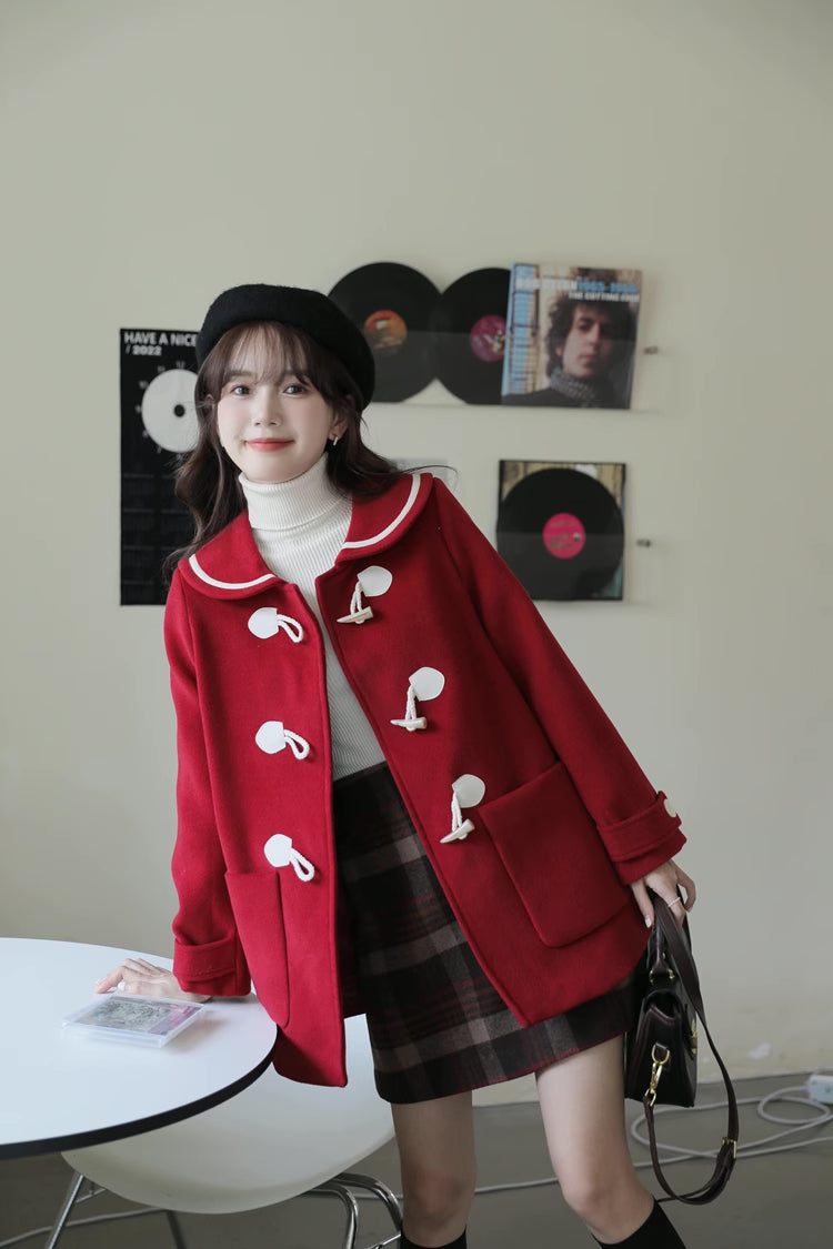 Peter Pan Collar Toggle Duffle Coat (2 Colors)