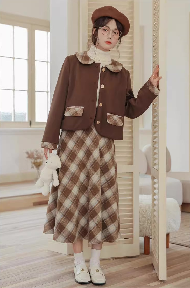 Toasted Plaid Tweed Midi Set (2 Colors)