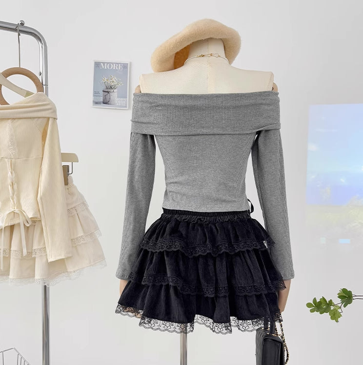 Ballet Lace Knitted Two-Piece Set (2 Colors)