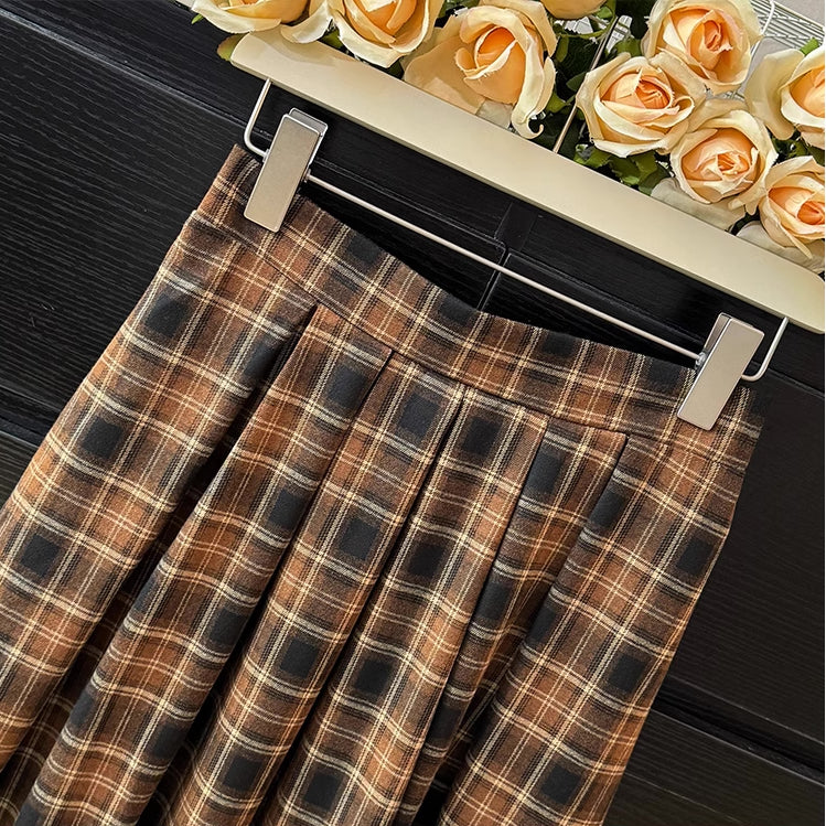 Autumnal Plaid Midi Skirt (3 Colors)