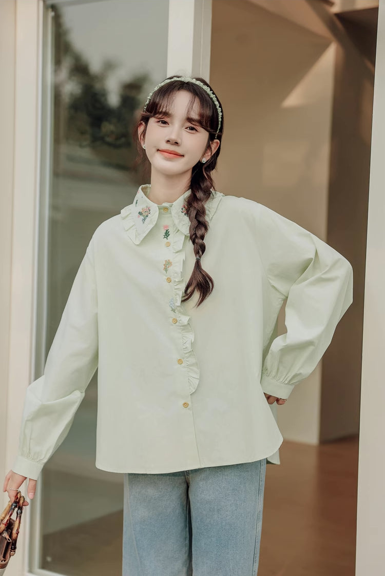 Floral Bouquet Embroidered Blouse (2 Colors)