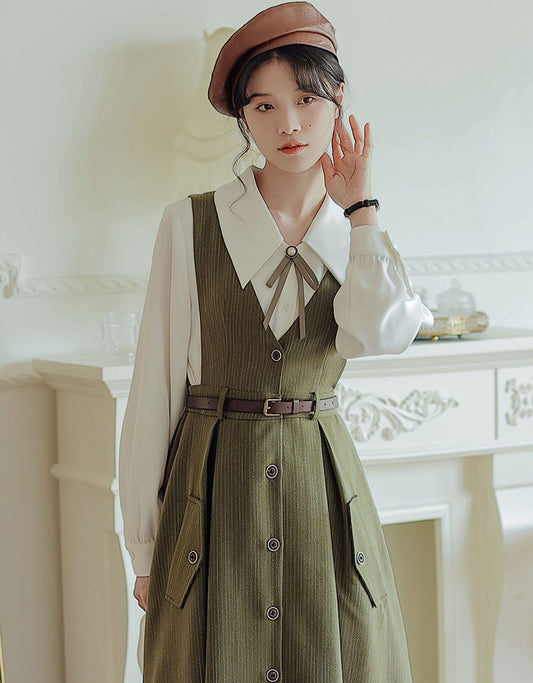 Traveller's Pinstripe Pinafore Set (3 Colors)