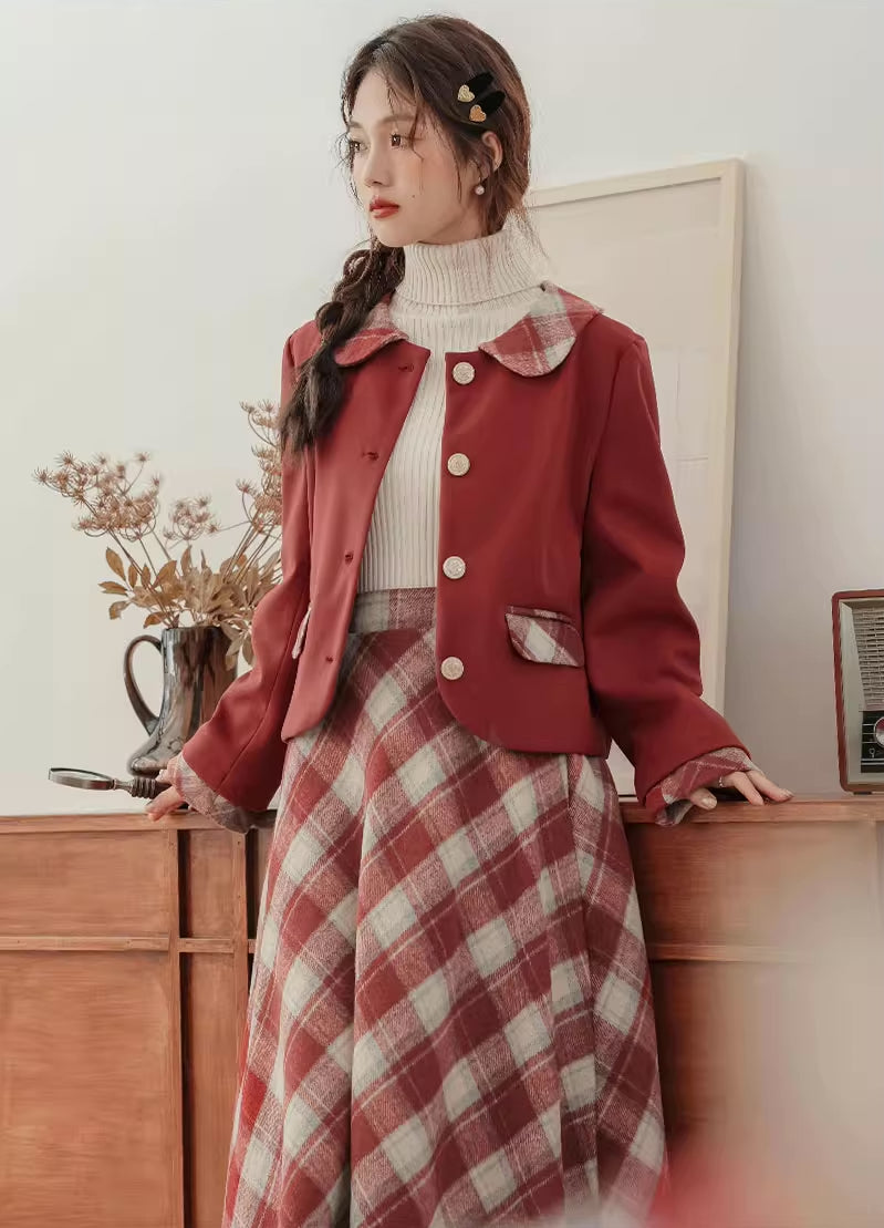 Toasted Plaid Tweed Midi Set (2 Colors)