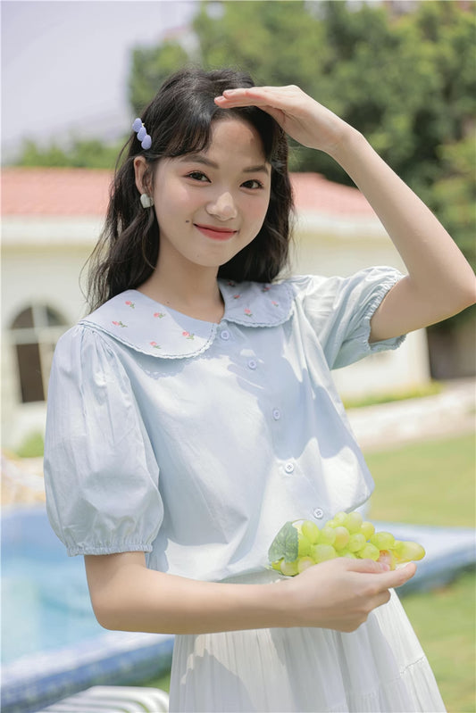 Budding Blossoms Short Sleeve Blouse (2 Colors)