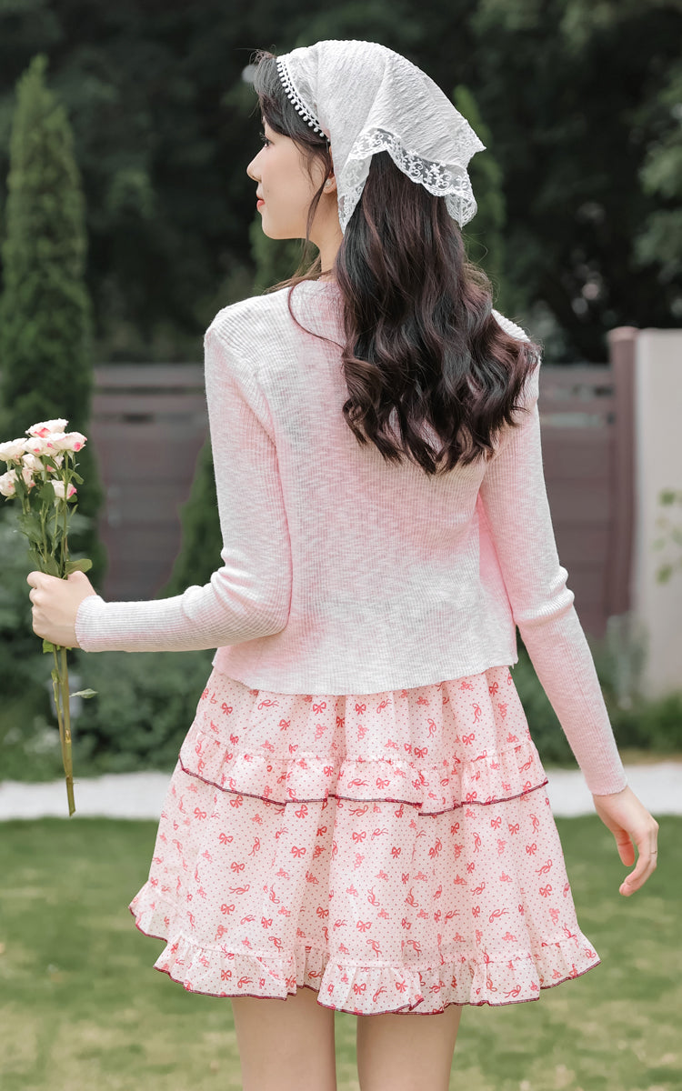 Little Bow Mini Dress (Pink/Red)