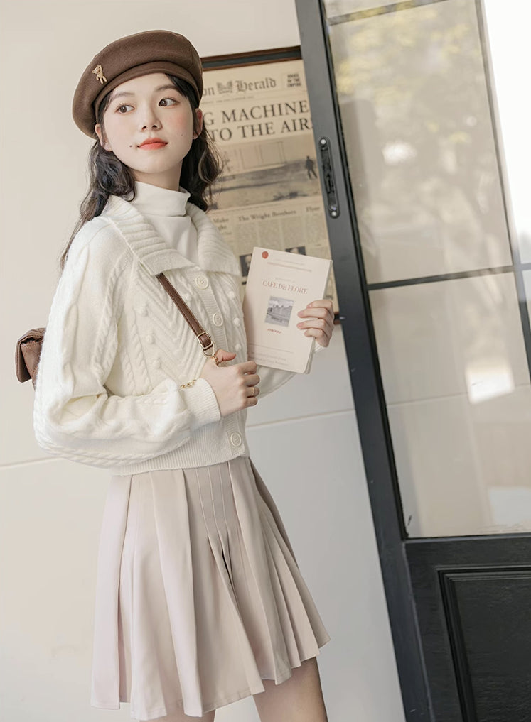 Pom Pom Polo Cardigan (2 Colors)