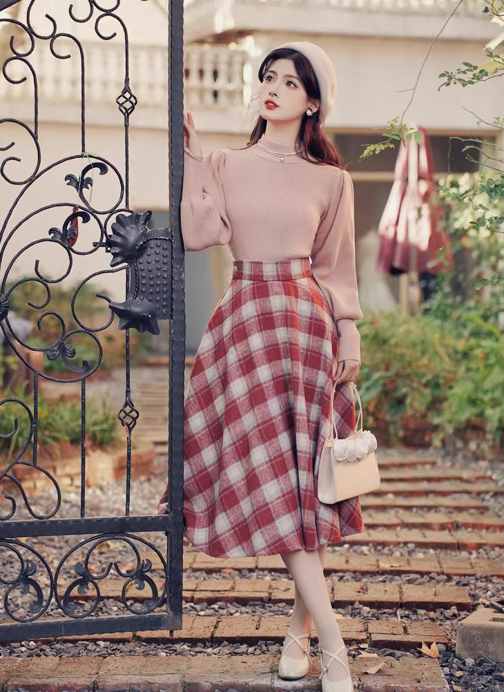 Toasted Plaid Midi Skirt (2 Colors)