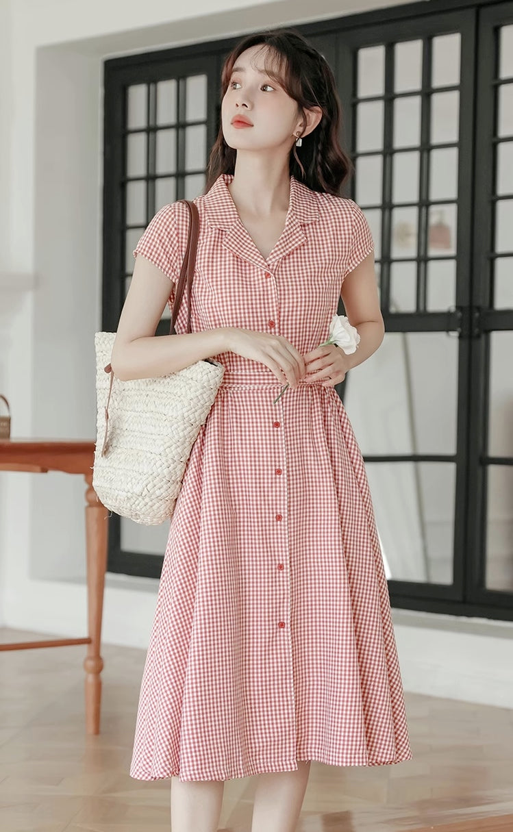Classic Gingham Shirt Dress (2 Colors)