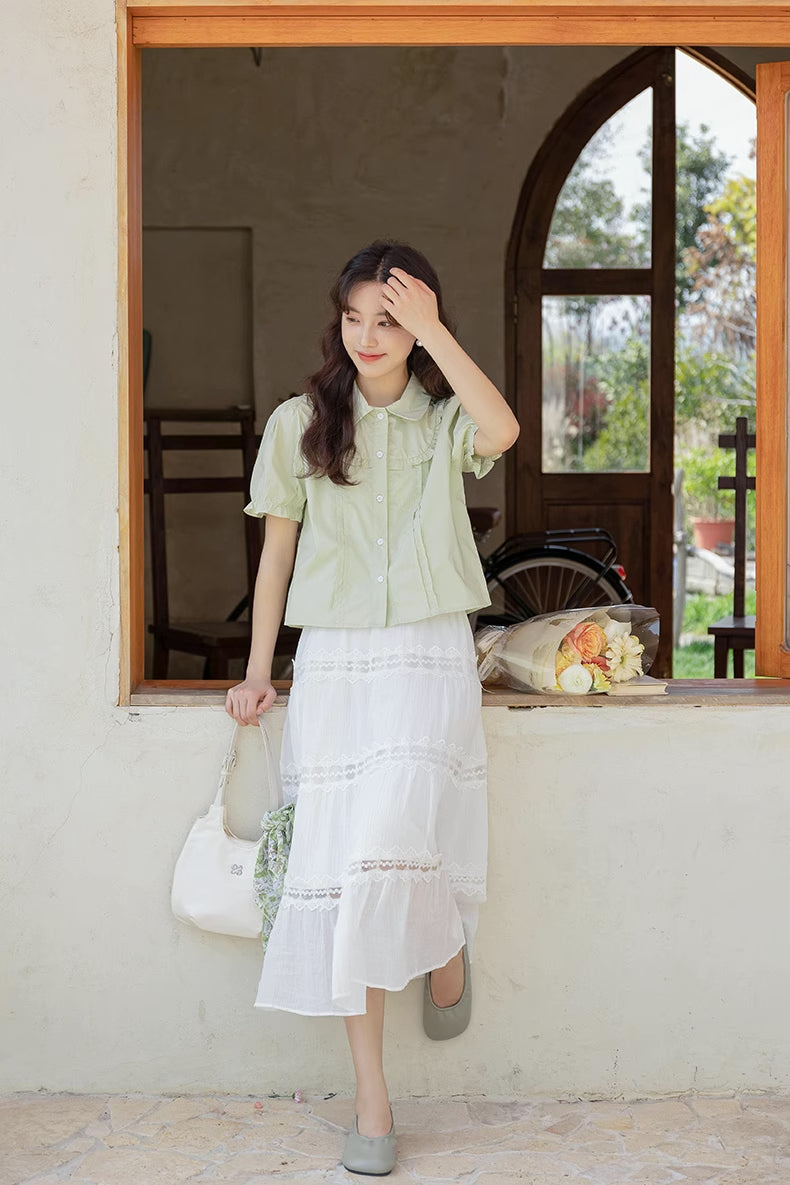 Zesty Puff Sleeve Blouse (Green)