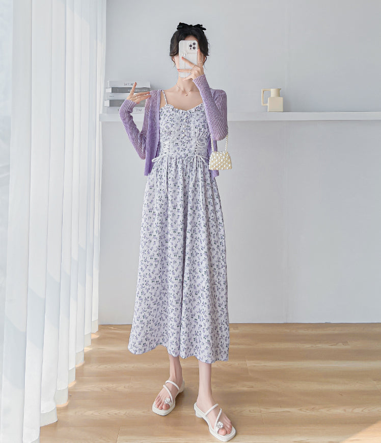 Lavender Haze Lace Up Cami Dress (Purple)