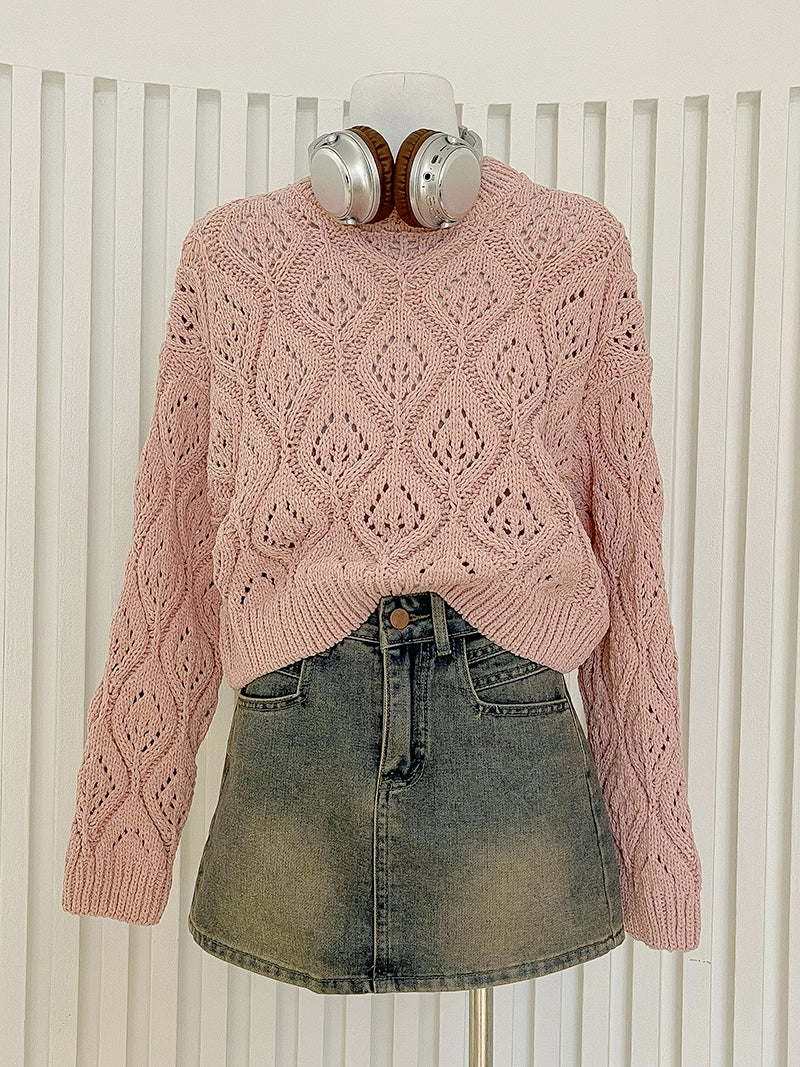 Open Knit Crochet Sweater (2 Colors)