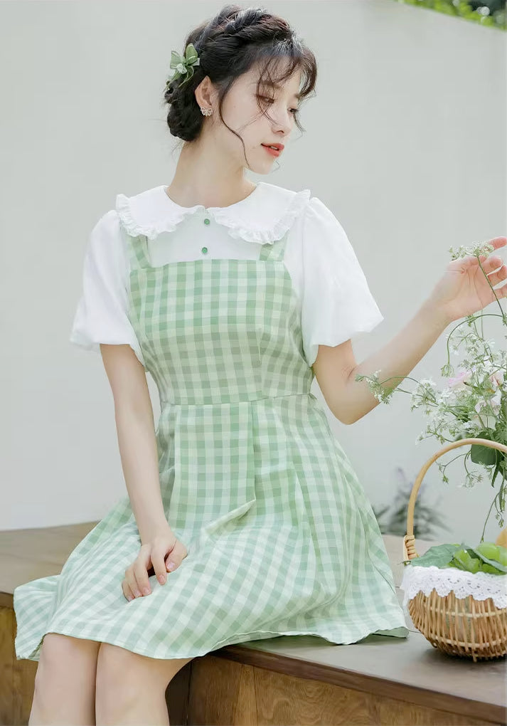 Gingham Twofer Mini Dress (2 Colors)