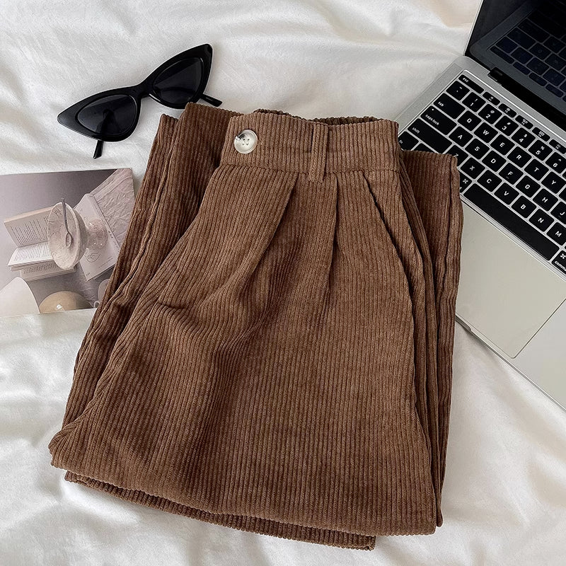 Pleated Corduroy Pants (4 Colors)