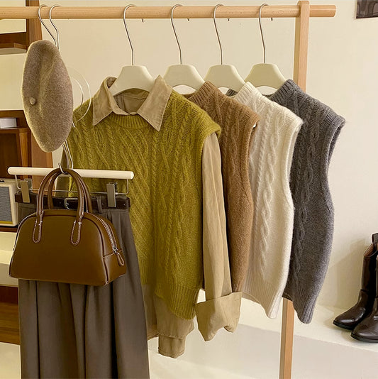 Fall Cable Knit Vest (4 Colors)