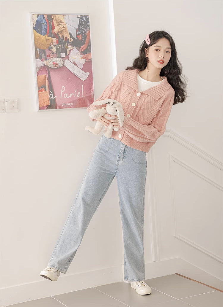 Pom Pom Polo Cardigan (2 Colors)