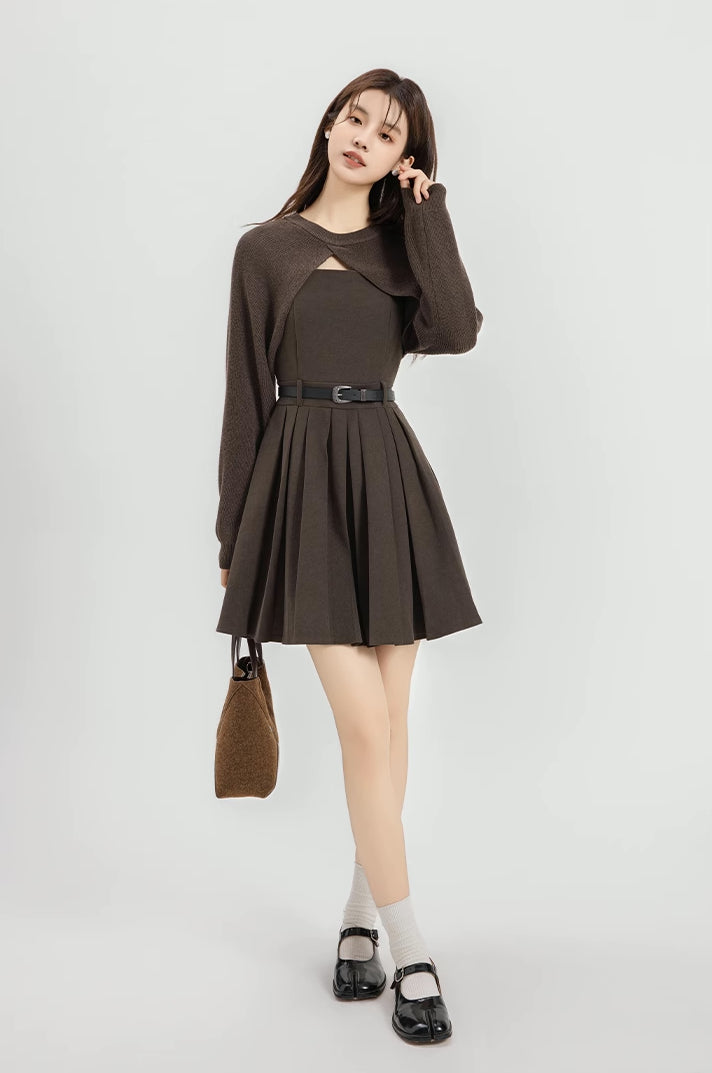 Two-Piece Mini Cami Dress & Sweater Set (2 Colors)