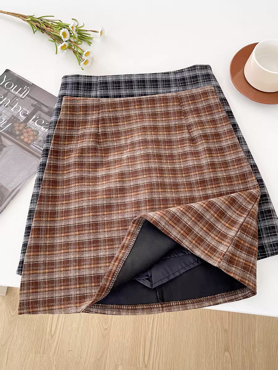 Cinnamon Spice Plaid Skirt (2 Colors)
