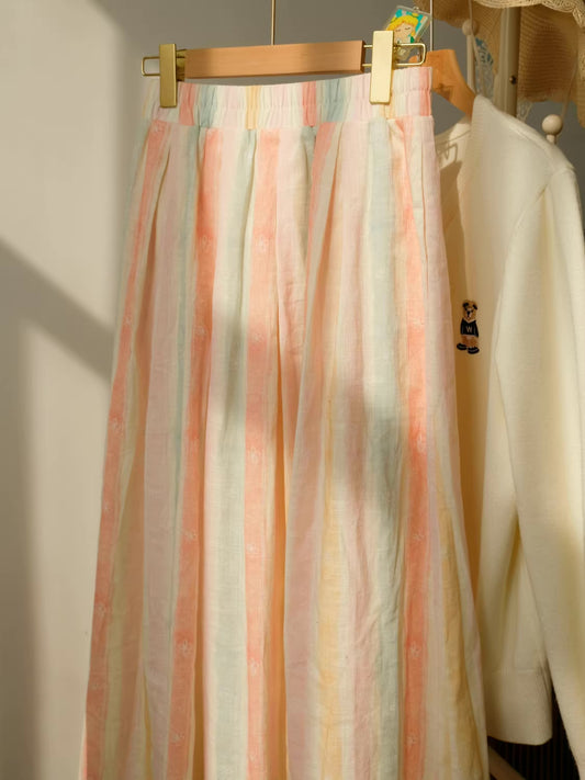 Sorbet Stripe Midi Skirt (Rainbow)