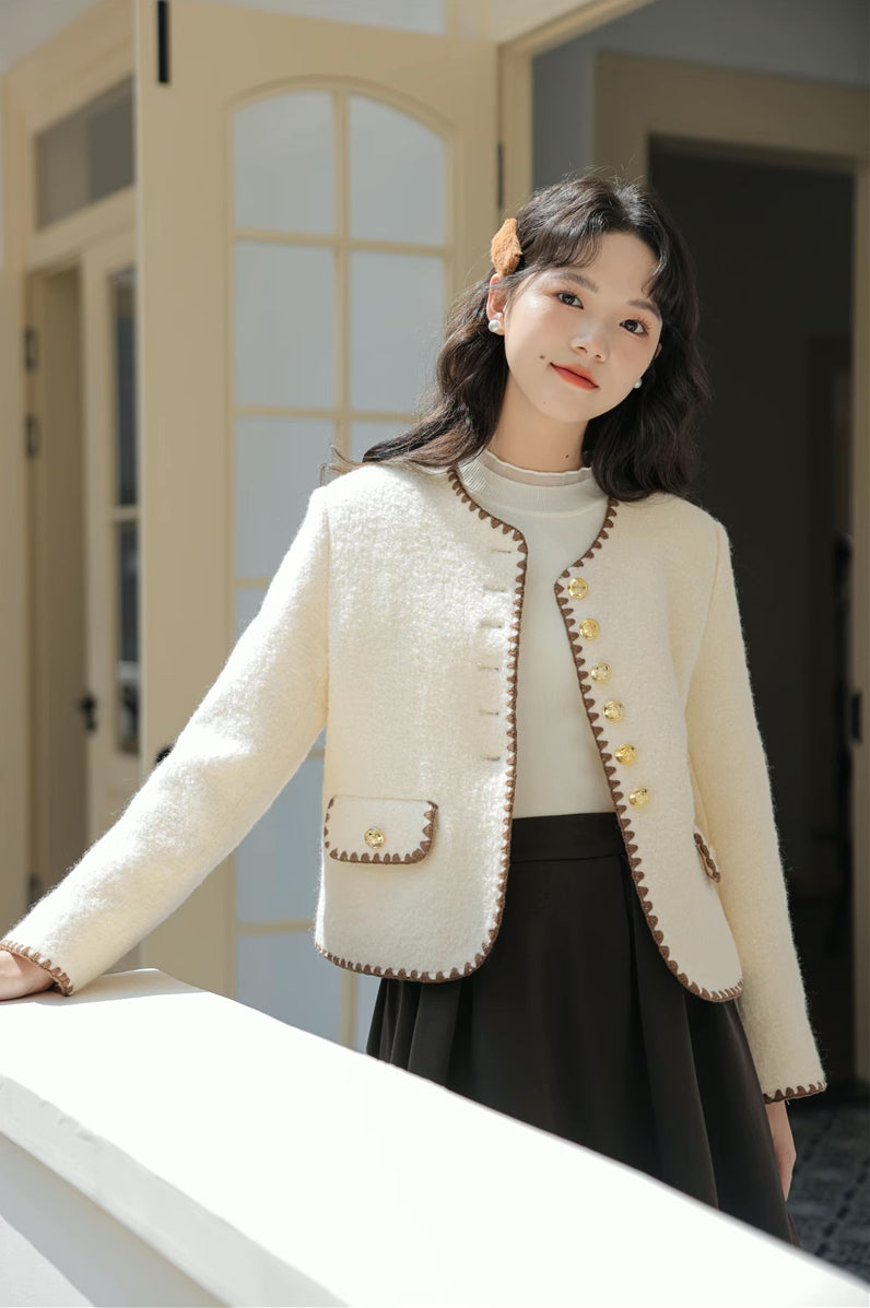 Boucle Tweed Jacket (Cream)