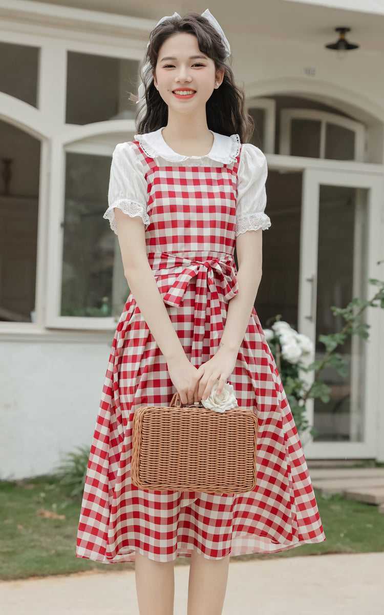 Gingham Picnic Cami Dress (Red)