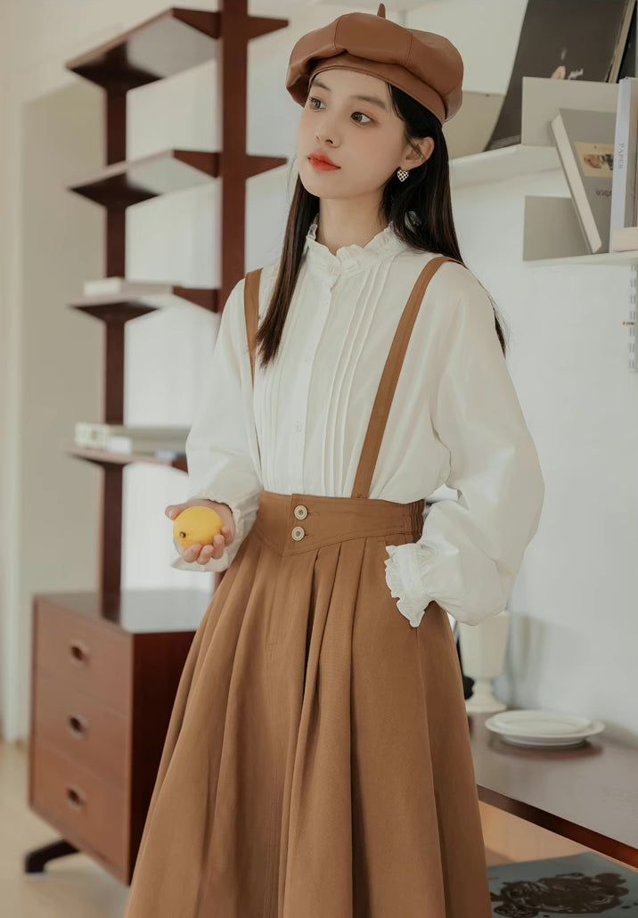 Midi Suspender Skirt (Mustard)