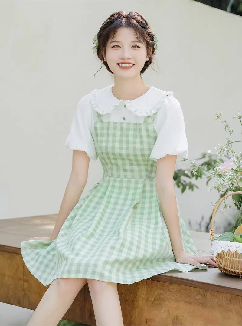 Gingham Twofer Mini Dress (2 Colors)