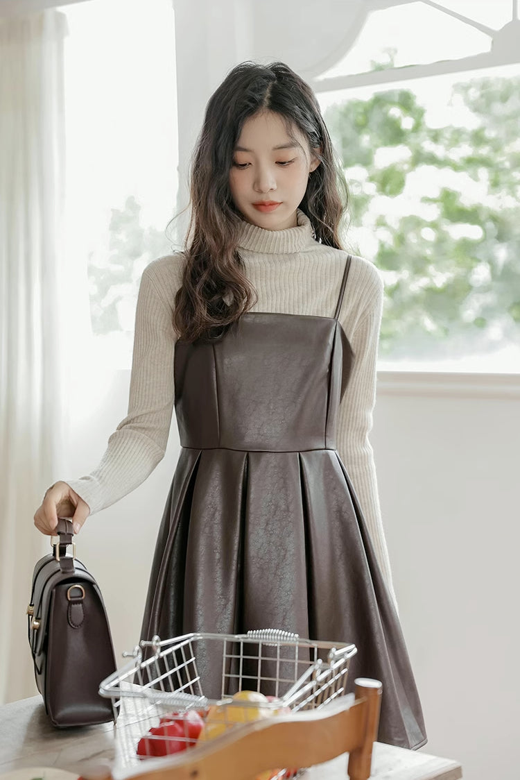 Pleather Mini Cami Dress (2 Colors)